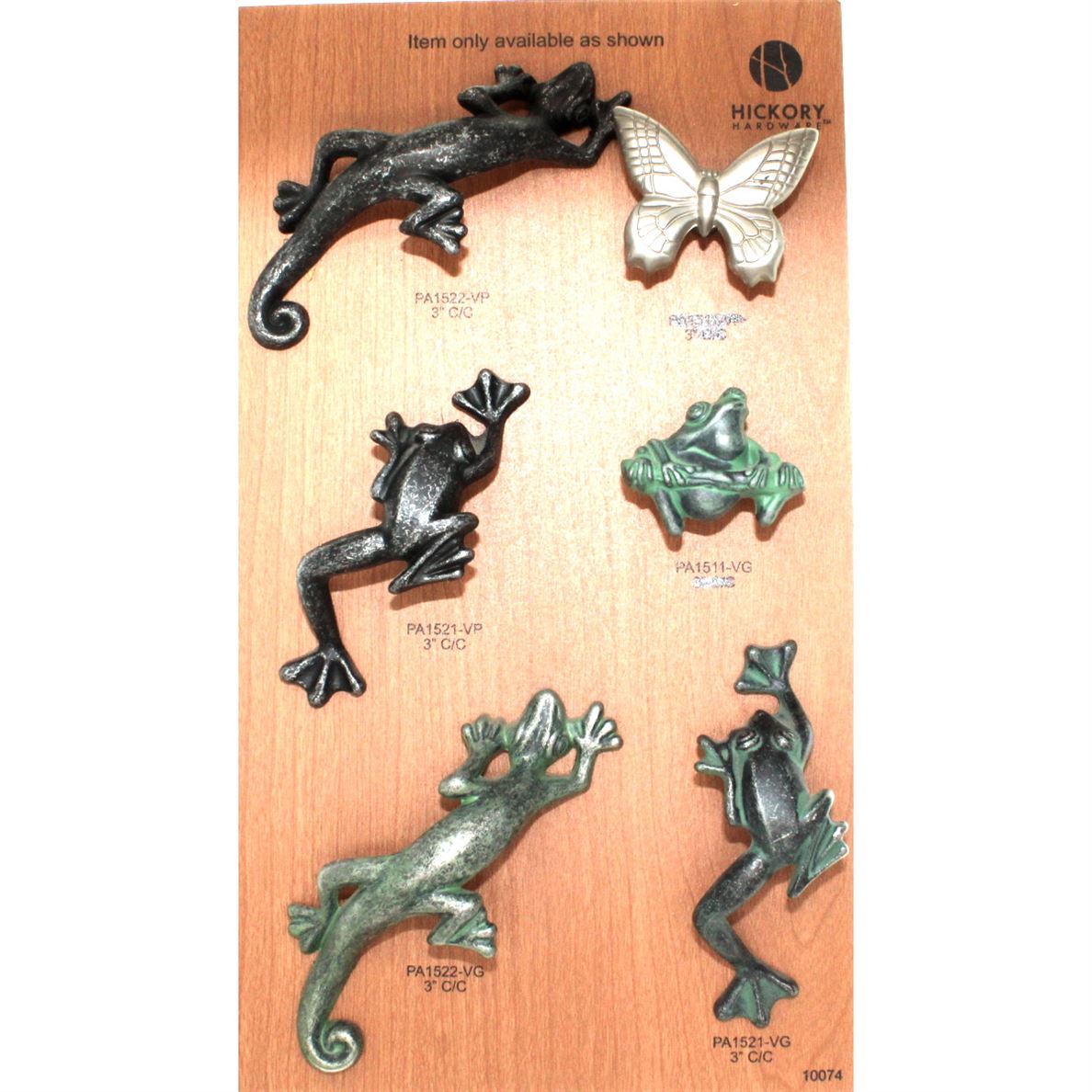 Hickory Hardware PA1521-VG Rainforest Frog Cabinet Pull, 3"cc, Verde Gris