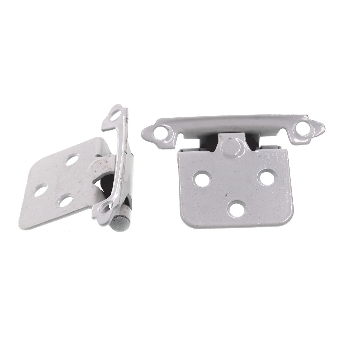 Pair Laurey Variable Overlay Cabinet Hinges White Self-Closing Face Mount 28742