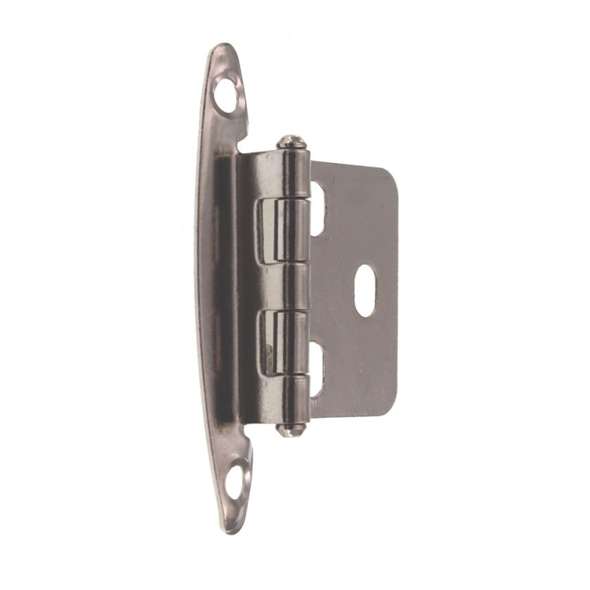 Pair Adjustable Satin Nickel Hinges Flush Overlay Face Mount Non Self-Closing