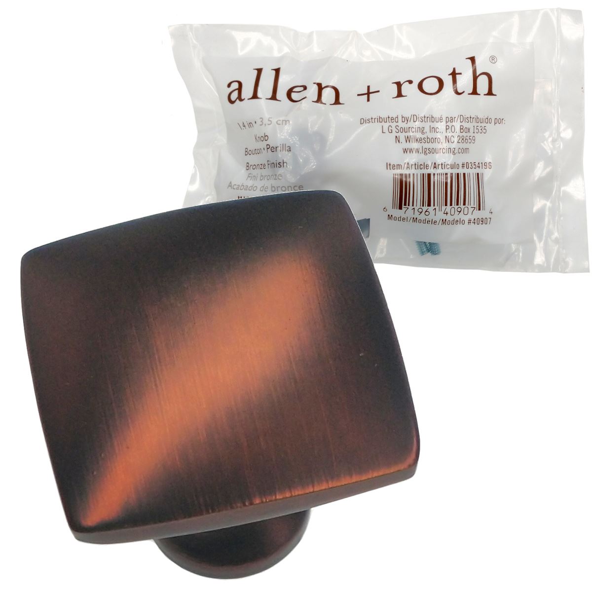 Allen + Roth Designer Bronze Gilt Square 1 3/8" Knob 40907