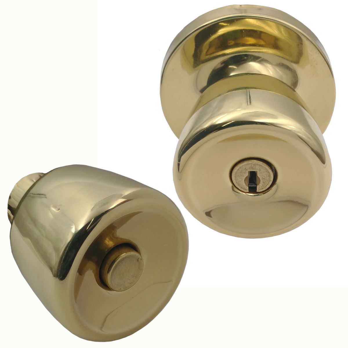 National Lock Company Sonic Keyed Entry Lock Set Door Knob Bright Brass 446D-3