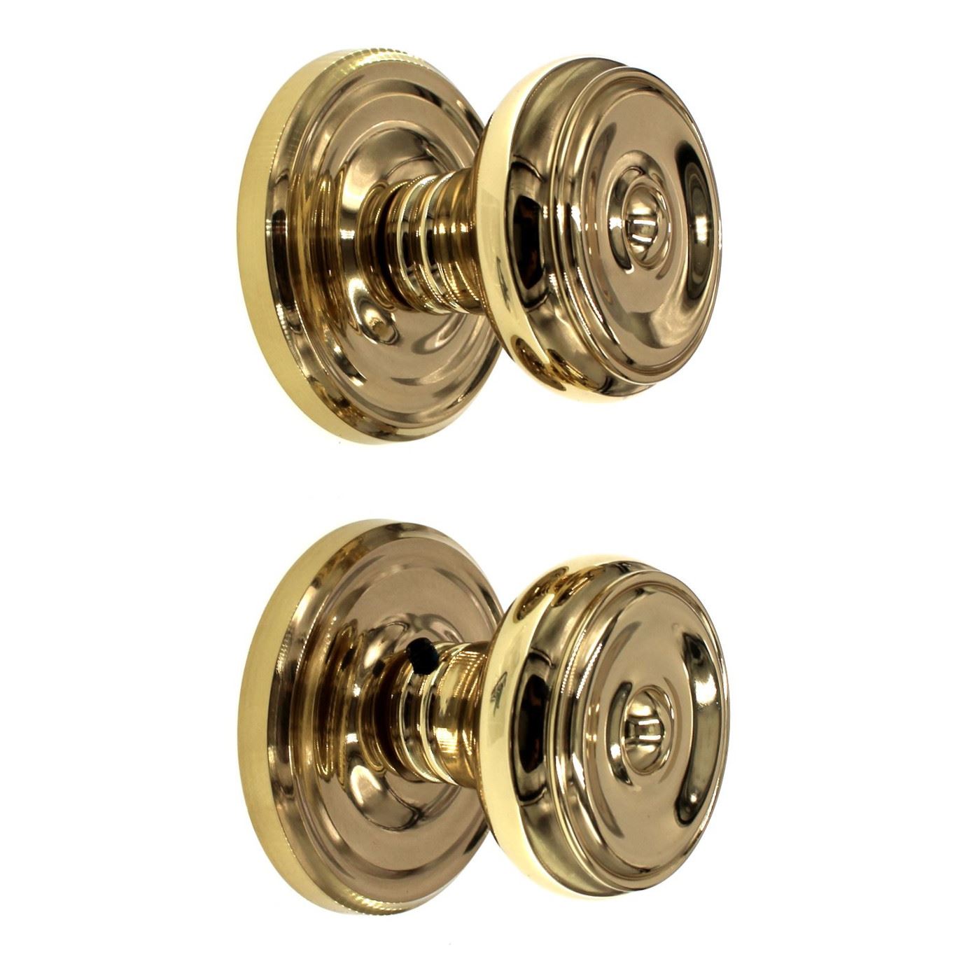 Emtek Classic Brass Waverly Dummy Two-Sided Door Knob Polished Brass 805WUS3