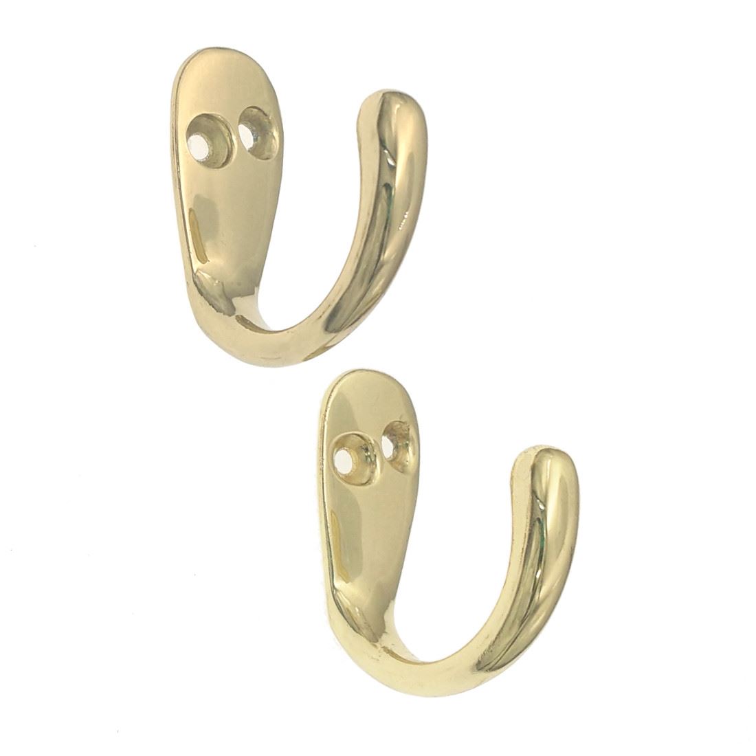 2 Pack Warwick Polished Brass Single Coat, Robe, Utility Wall Door Hook BH2001PB