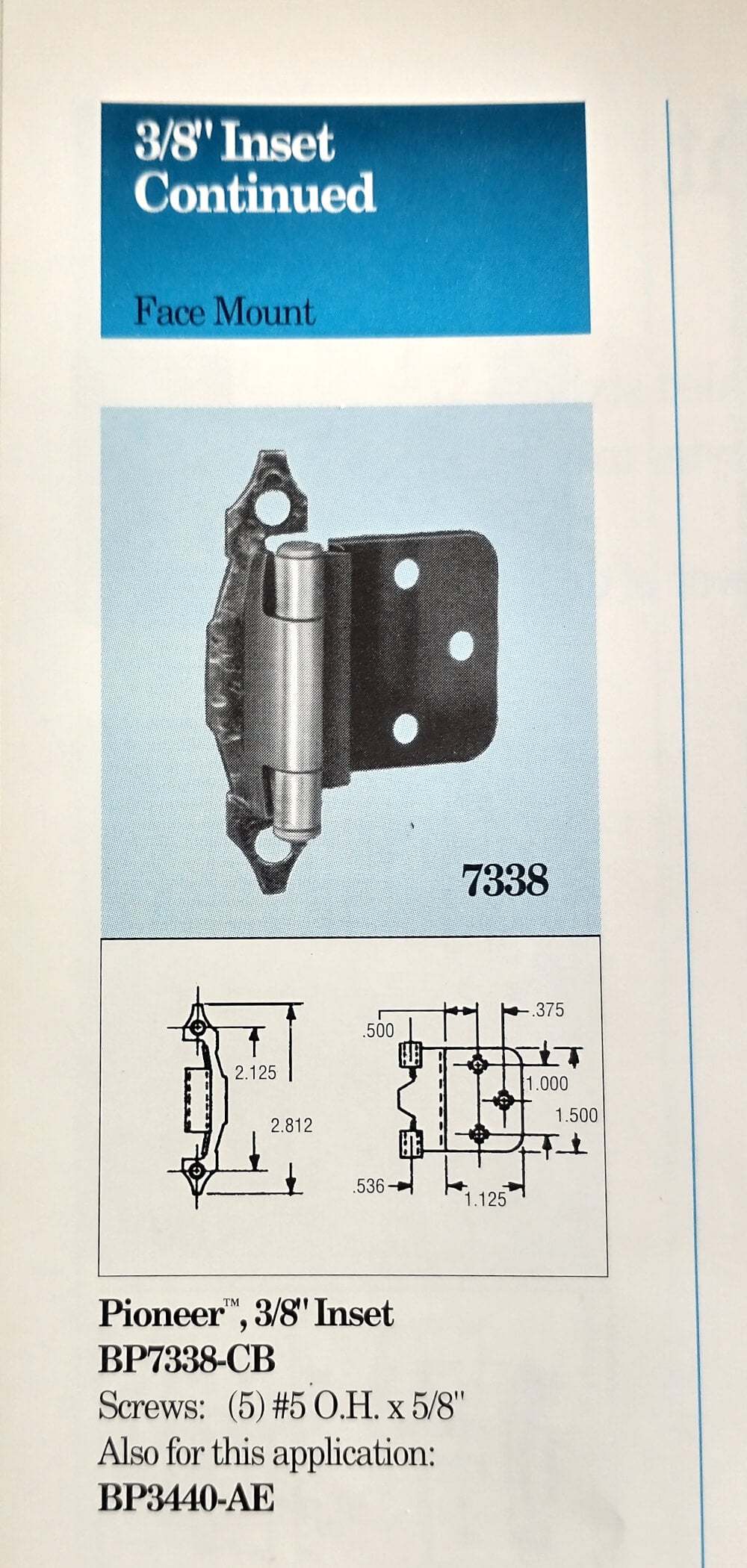 Pair of Amerock Colonial Black 3/8" Inset Hinges Self-Closing BP7338-CB