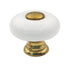 Amerock BP856-30A White 1" Porcelain Knob with Polished Brass