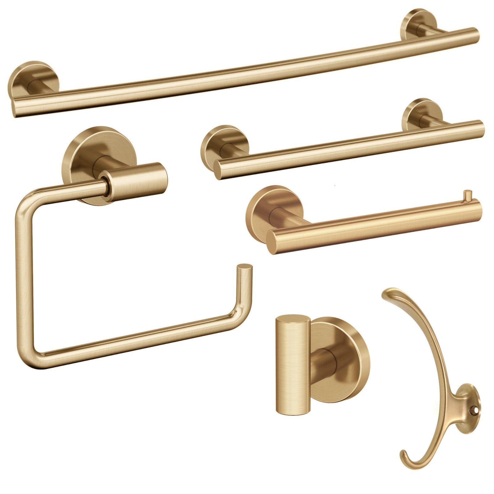 Amerock New Arrondi 5-Piece Bath Accessory Set Golden Champagne Towel Bars Ring TP Holder Hooks