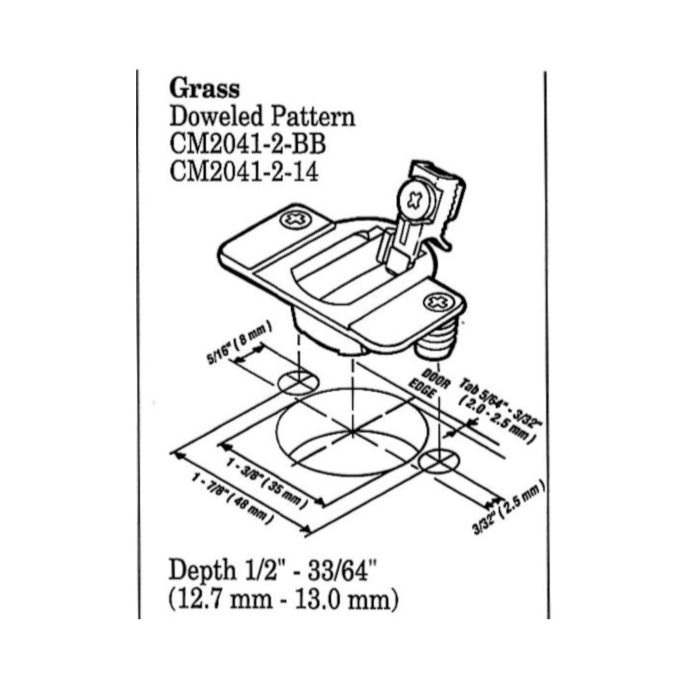 Amerock Nickel 120 deg. 35mm Concealed Cup Hinge 48mm Grass Tec CM2042-2-14