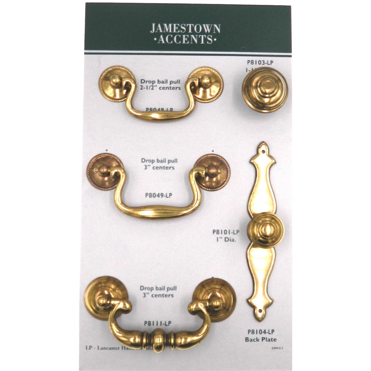 Hickory Hardware Manor House Lancaster Hand Polished Brass Drawer 3"cc Bail Pull P8111-LP