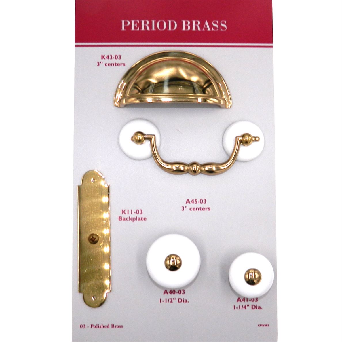 FKI Hardware Period Brass Solid Brass With White 1 1/2" Round Cabinet Knob A40