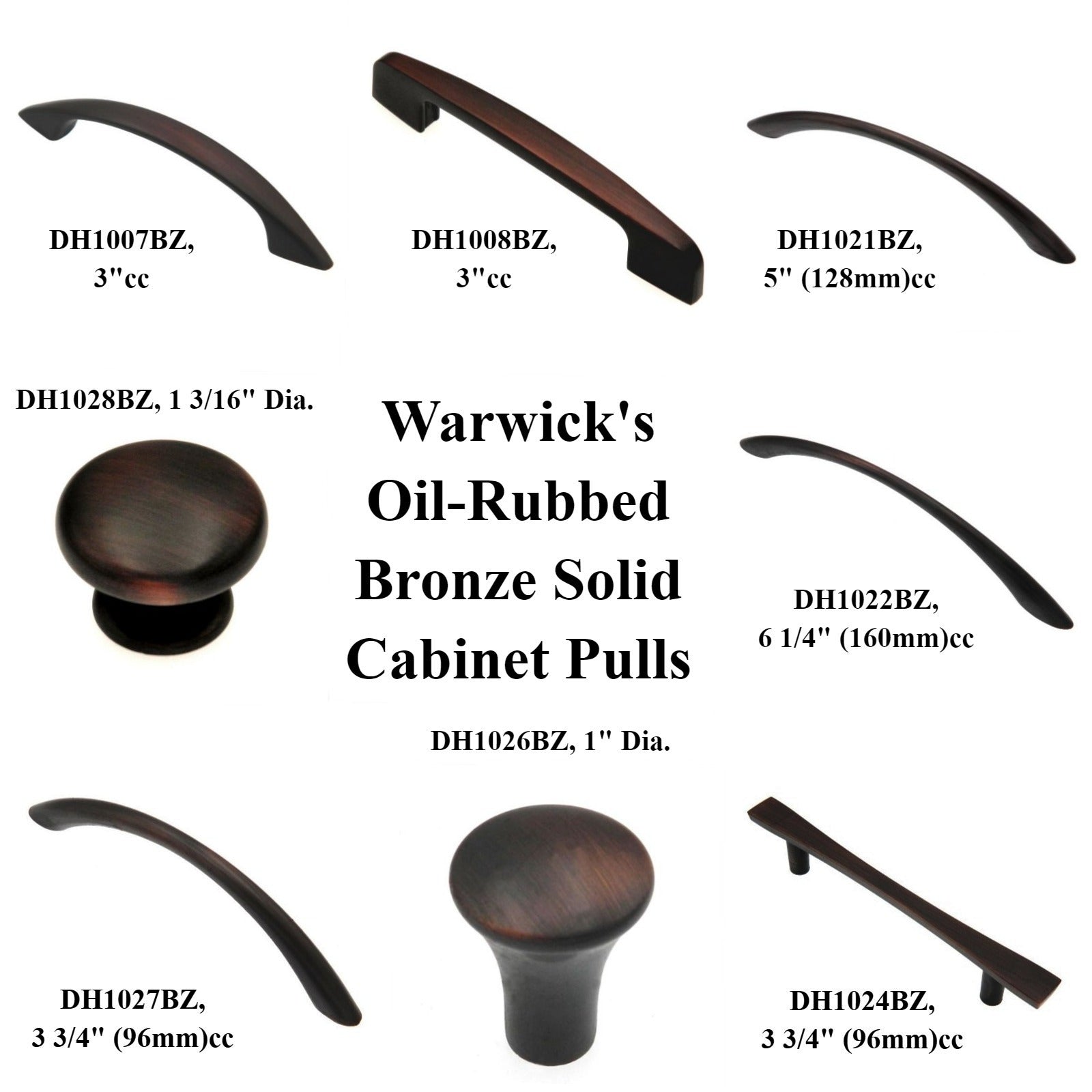 Warwick Contemporary Oil-Rubbed Bronze 1 3/16" Solid Cabinet Knob DH1028BZ