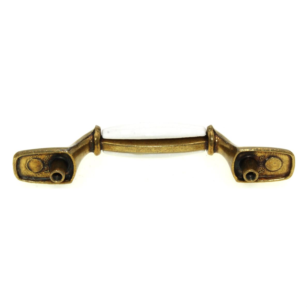 Hickory Hardware Manor House Polished Brass and White 3"cc Cabinet Handle P248-W