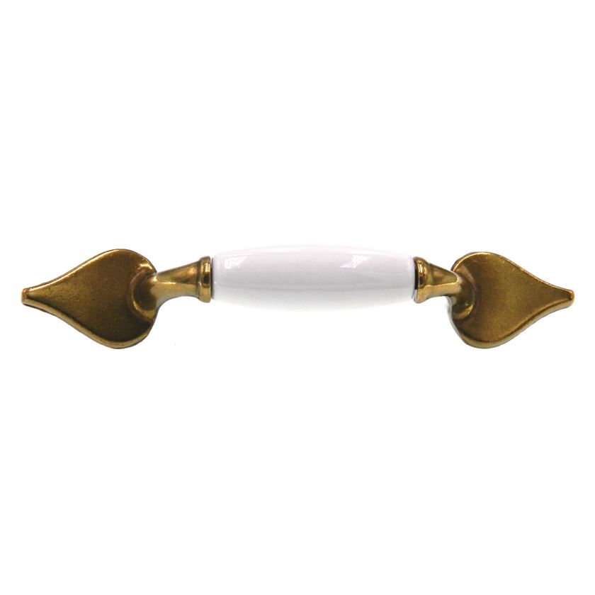 Belwith English Cozy Brass With White 3" Ctr Cabinet Arch Pull Handle P338-W