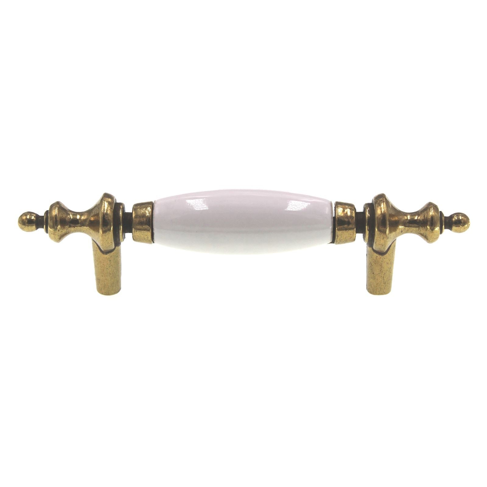 Hickory Hardware P64-W Polished Brass 3"cc Bar Pull Handle, White Ceramic Center