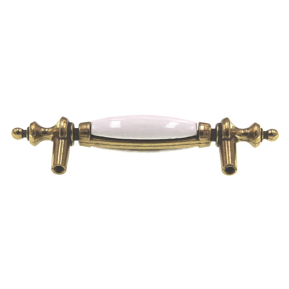 Hickory Hardware P64-W Polished Brass 3"cc Bar Pull Handle, White Ceramic Center