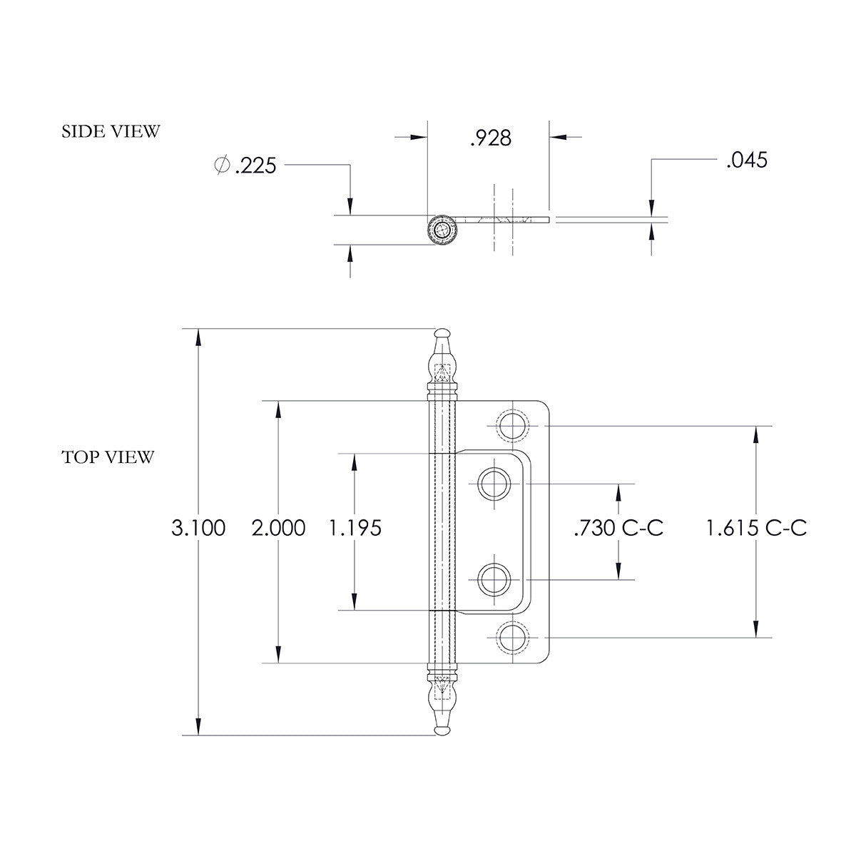 Hickory Hardware Self Mortise 2" Minaret Cabinet Hinges Satin Nickel P8294-SN