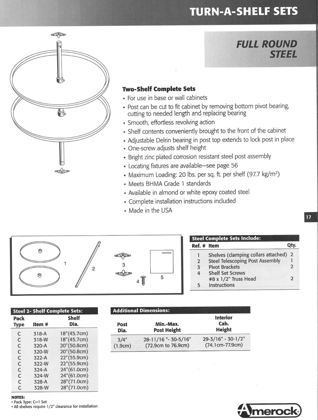 Amerock Round Lazy Susan Corner Revolving Shelf Almond Steel 2 Tier C300-A-PAR