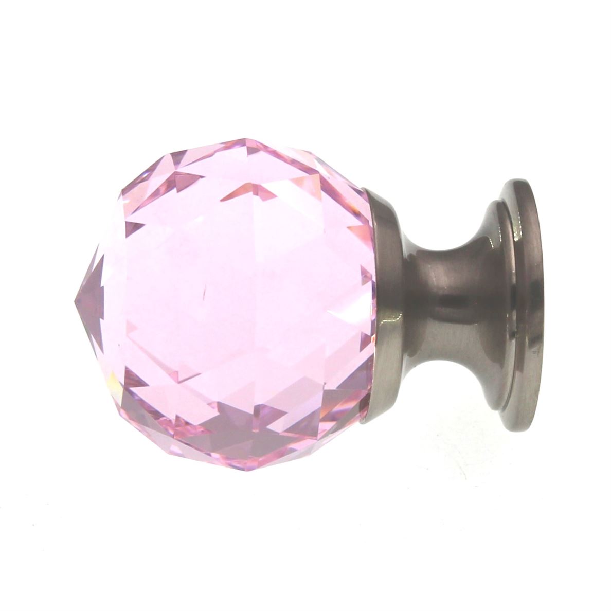 Top Knobs Pink Crystal 1 1/8" Cabinet Knob Brushed Satin Nickel Base TK117BSN