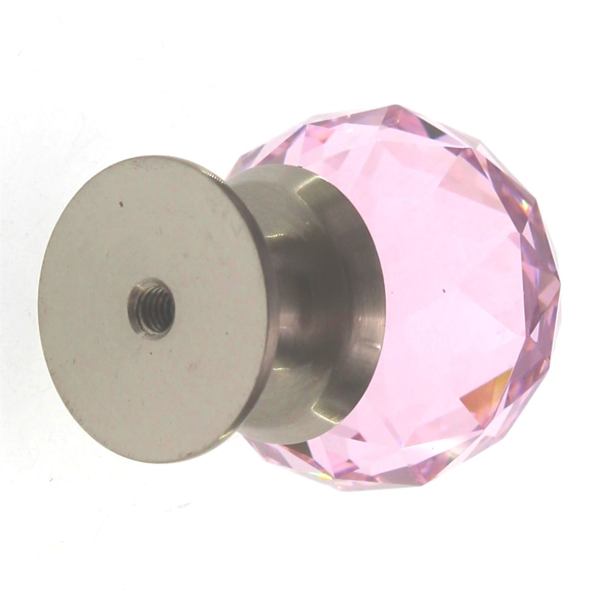 Top Knobs Pink Crystal 1 1/8" Cabinet Knob Brushed Satin Nickel Base TK117BSN