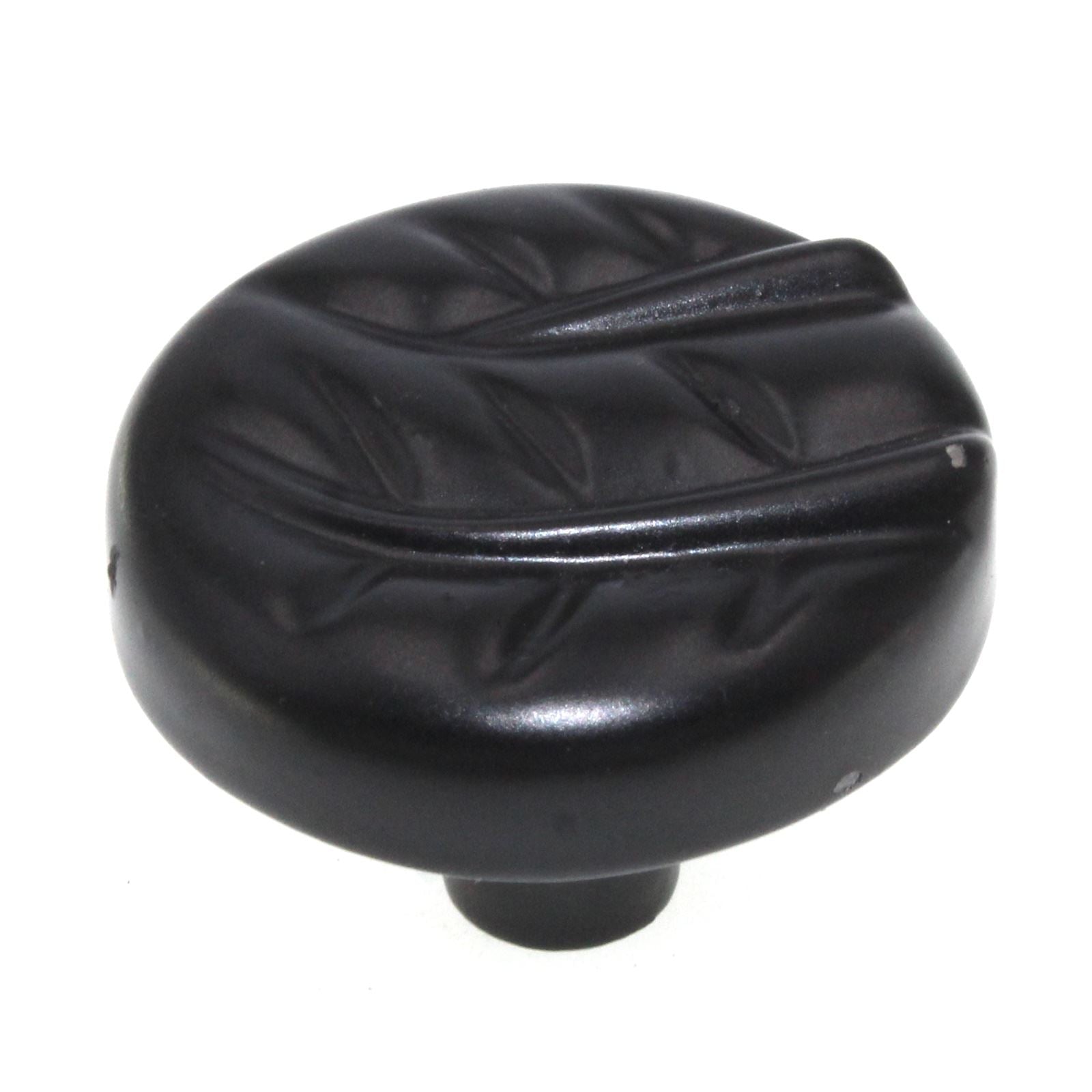 10 Pack WH103-BLK Black 1 1/4" Round Leaf-Design Kitchen Cabinet Knobs Pulls