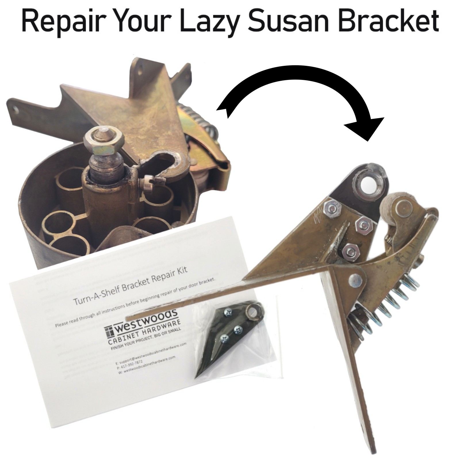 Repair Kit for Amerock Turn-A-Shelf Lazy Susan Bracket for Corner Cabinets