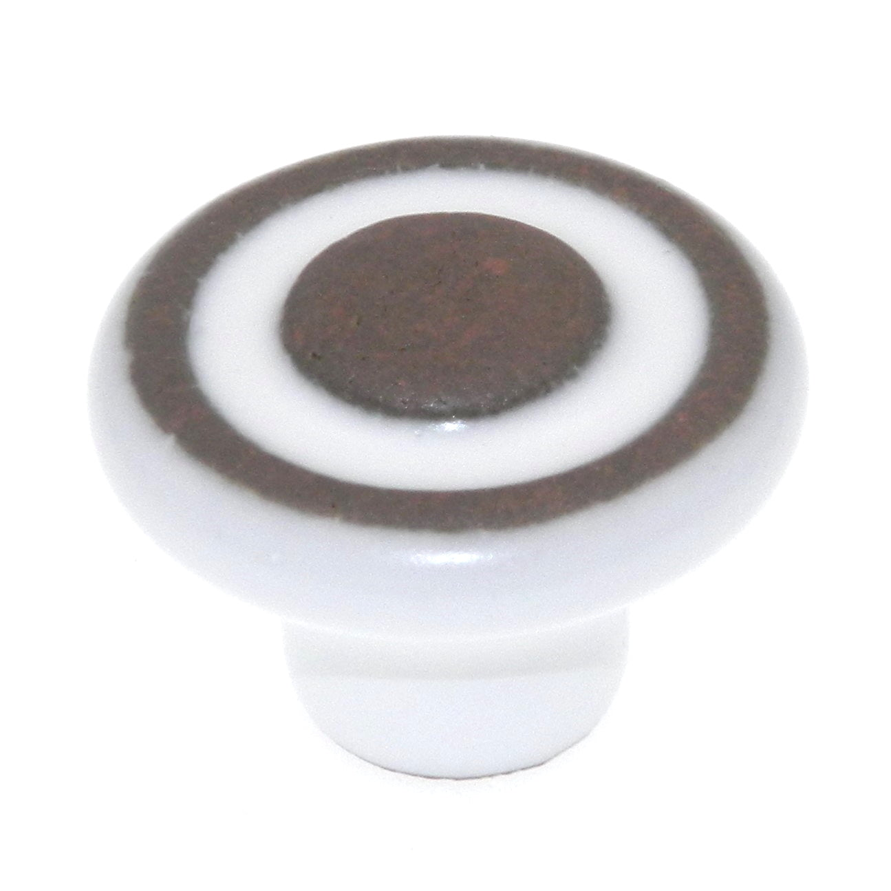 Laurey 1 1/2" White and Red Terra Cotta Round Porcelain Cabinet Knob 01571