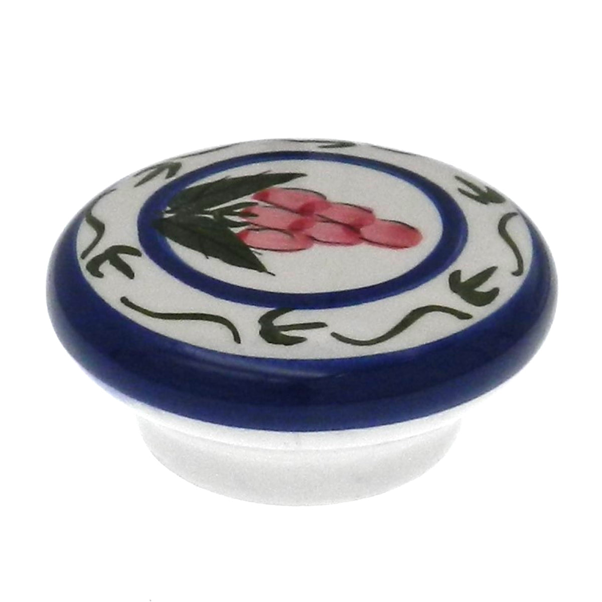 Laurey  Sorrento Hand-Painted Full Color & Blue Round Disc 2 1/8" Porcelain Cabinet Knob 08100