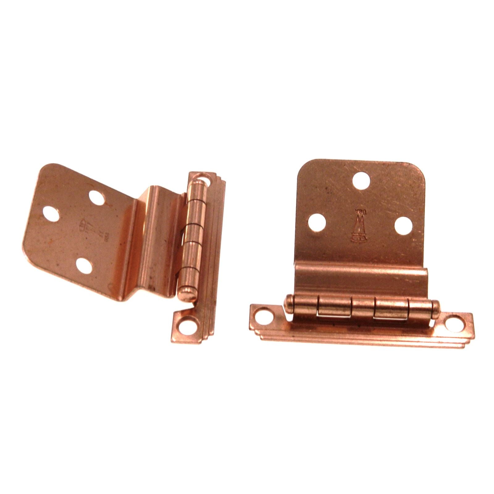 Pair Washington Mid-Century Polished Copper 3/8" Inset Cabinet Hinges 1010-CU