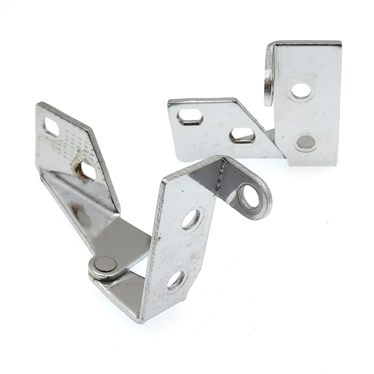 Pair Washington Polished Chromium Knife-Pivot Pin Hinges, Top and Bottom of Door