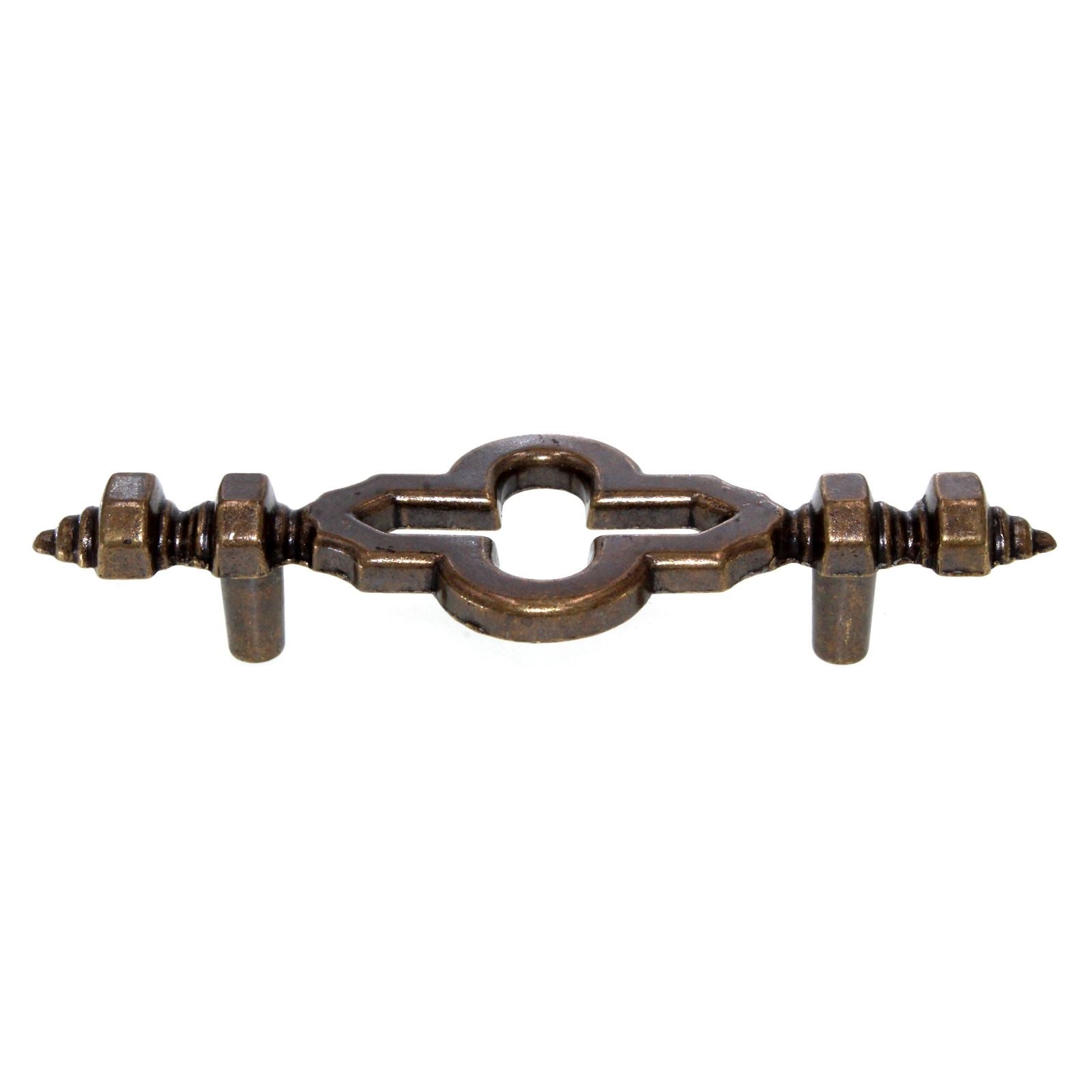 Ornamental Spanish Style Cabinet Bar Pull 3" Ctr Antique Brass 1088-AB