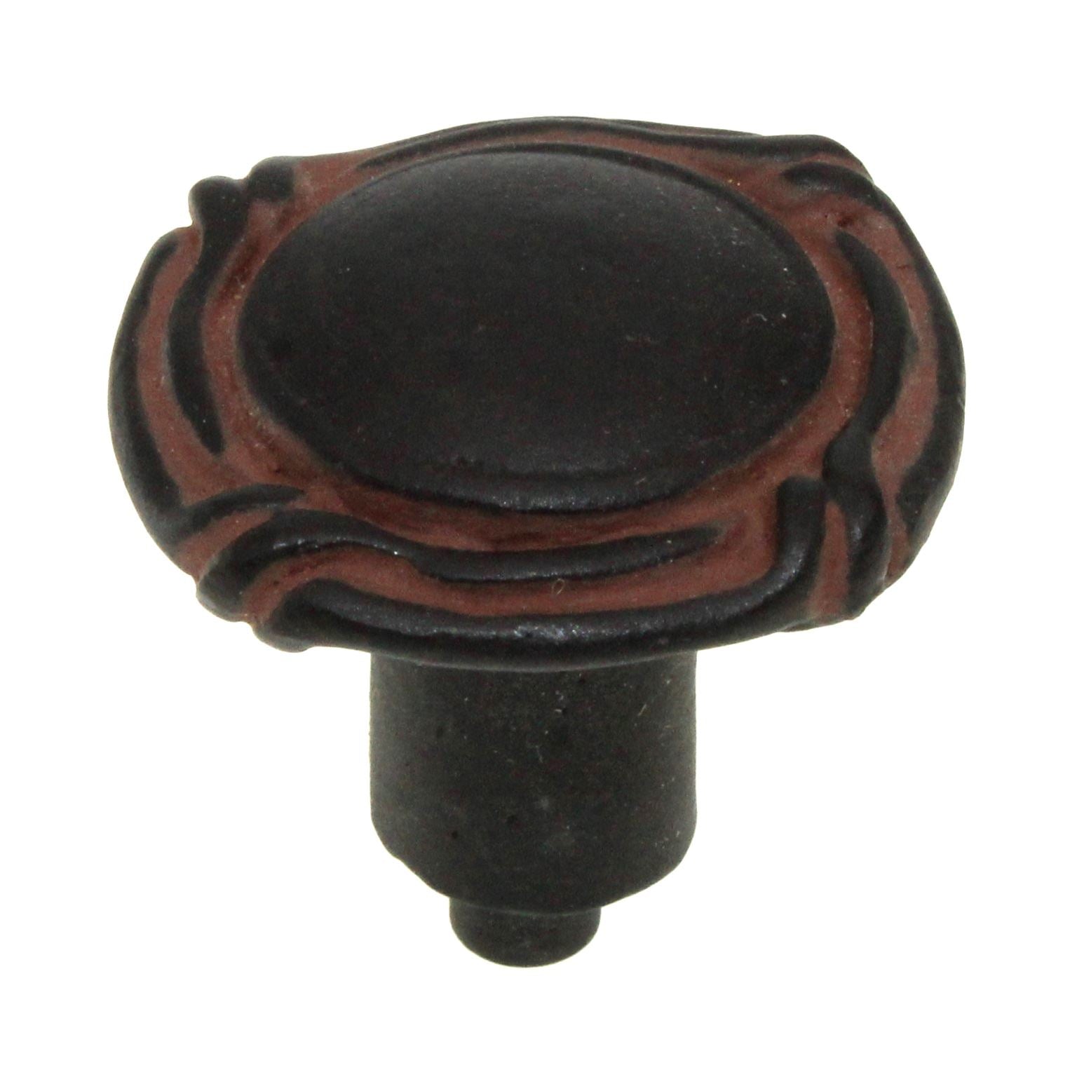 Anne at Home Artisan Mai Oui 1 1/8" Knob Black with Terra Cotta Wash 1097-730