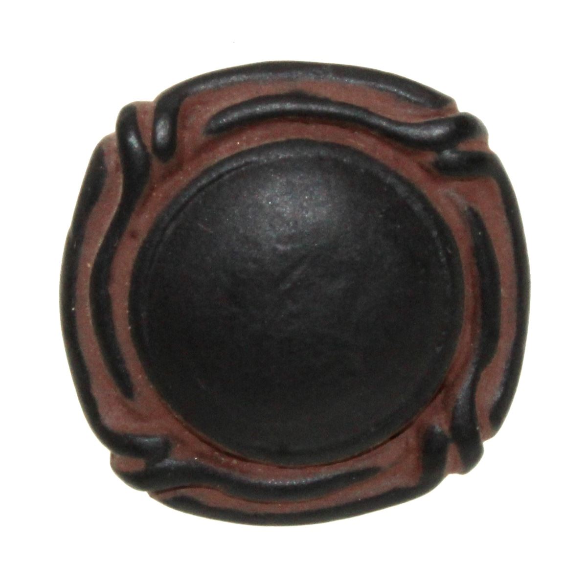 Anne at Home Artisan Mai Oui 1 1/8" Knob Black with Terra Cotta Wash 1097-730