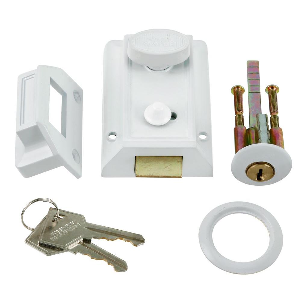 Hickory Hardware White Single Cylinder Night Bolt and Locking Cylinder 1106