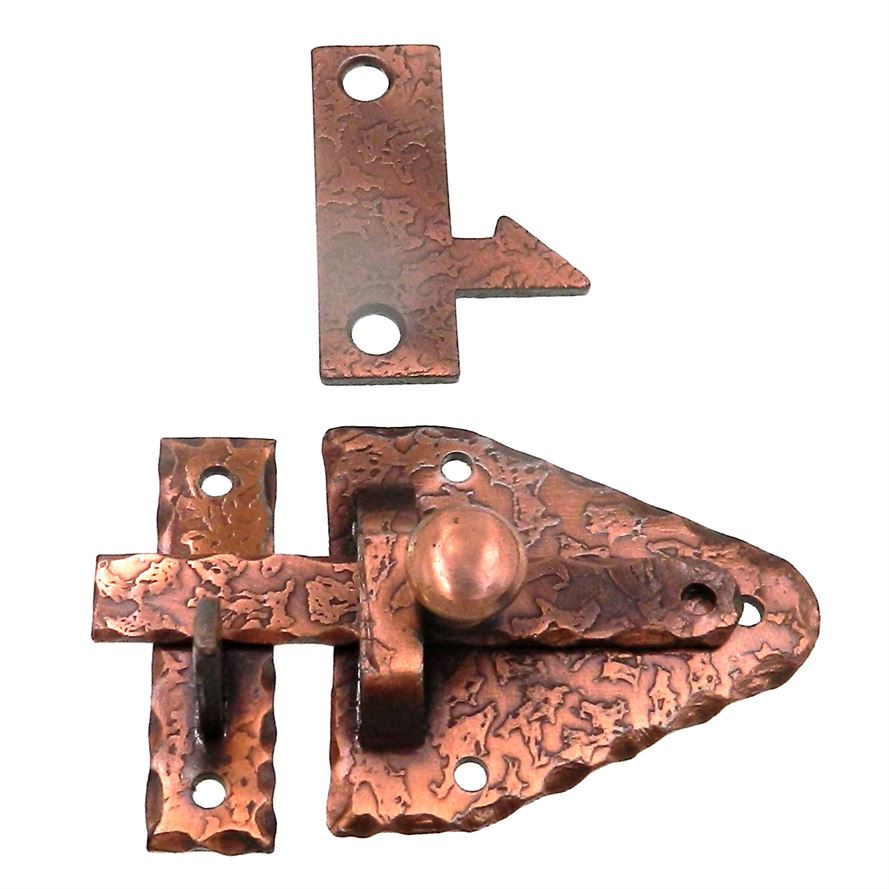 Vintage Stanley Antique Copper Rustic Iron Hammered Cabinet Bar Latch 1123-D3