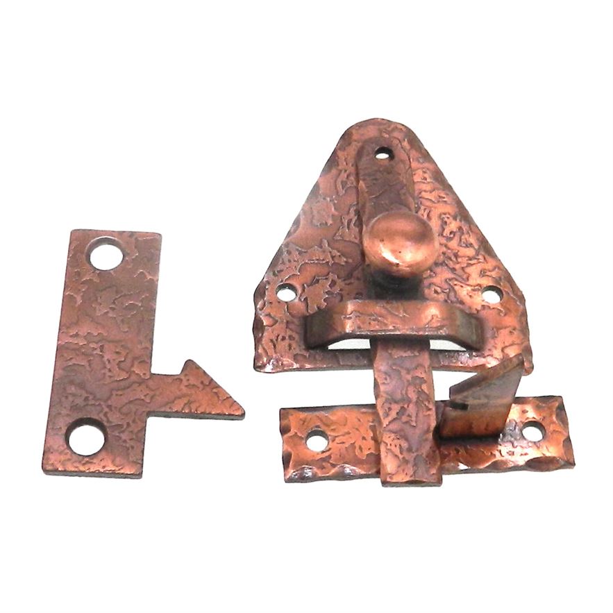 Vintage Stanley Antique Copper Rustic Iron Hammered Cabinet Bar Latch 1123-D3