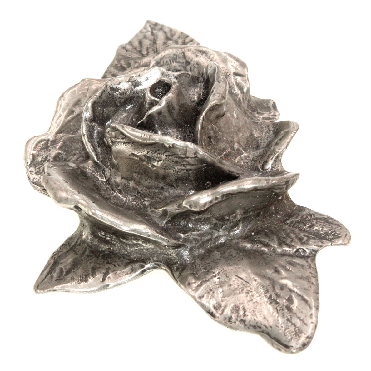 Anne at Home Hardware Large Single Rose 3" Ctr. Cabinet Pull Pewter Bright 115-8