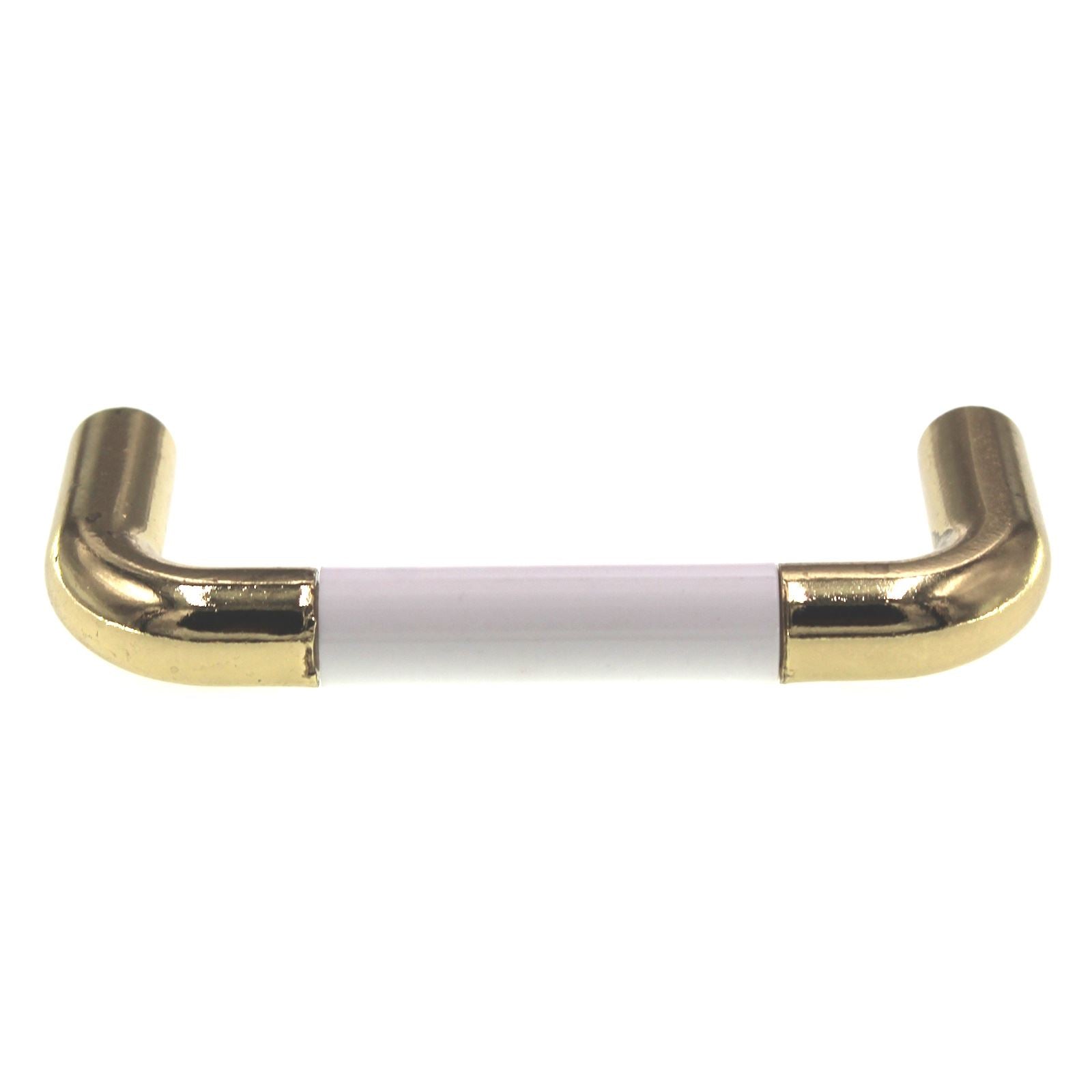 Polished Brass Cabinet Pull White Almond Brown Plastic Insert 3" Ctr 1191-PBK