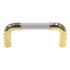 Polished Brass Cabinet Pull White Almond Brown Plastic Insert 3" Ctr 1191-PBK