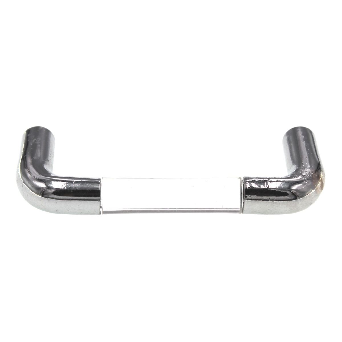 Polished Chrome Cabinet Pull White Black Clear Plastic Insert 3" Ctr 1191-PCHK