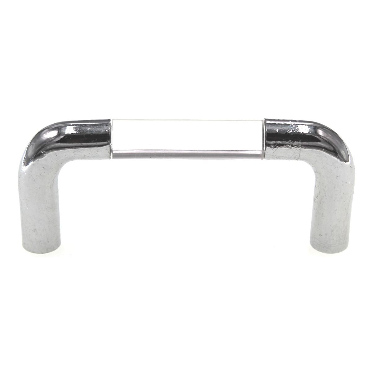 Polished Chrome Cabinet Pull White Black Clear Plastic Insert 3" Ctr 1191-PCHK