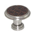 Laurey Churchill 1 1/8" Cabinet Knob Satin Nickel Umber Brown Leather 12090