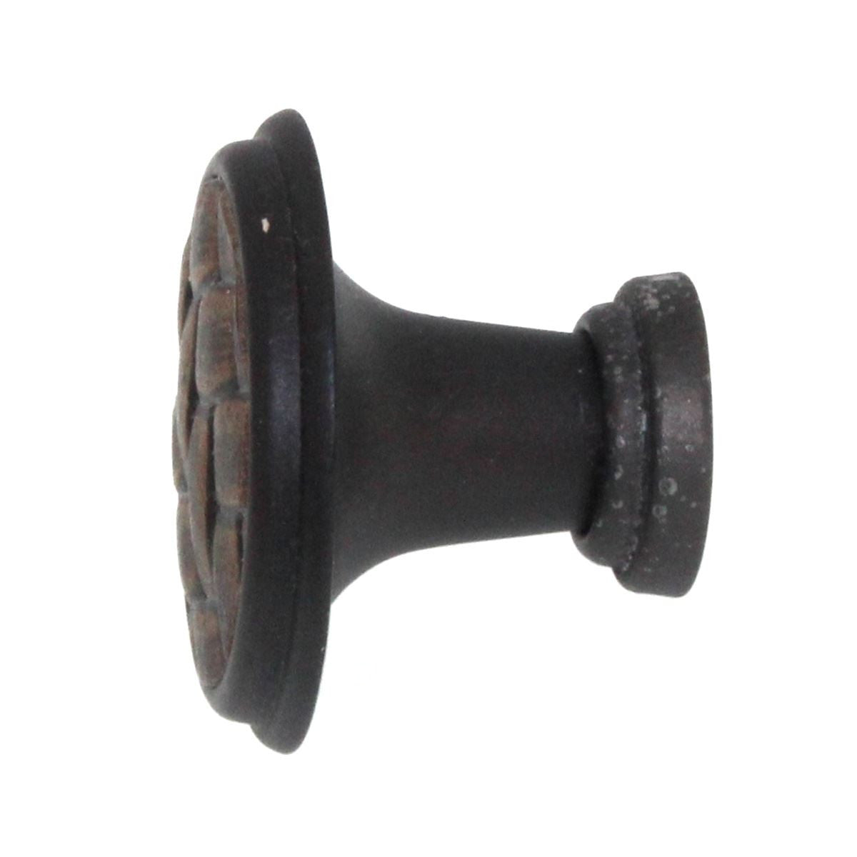 Laurey Churchill 1 1/8" Cabinet Knob Oil-Rubbed Bronze Umber Brown Leather 12091