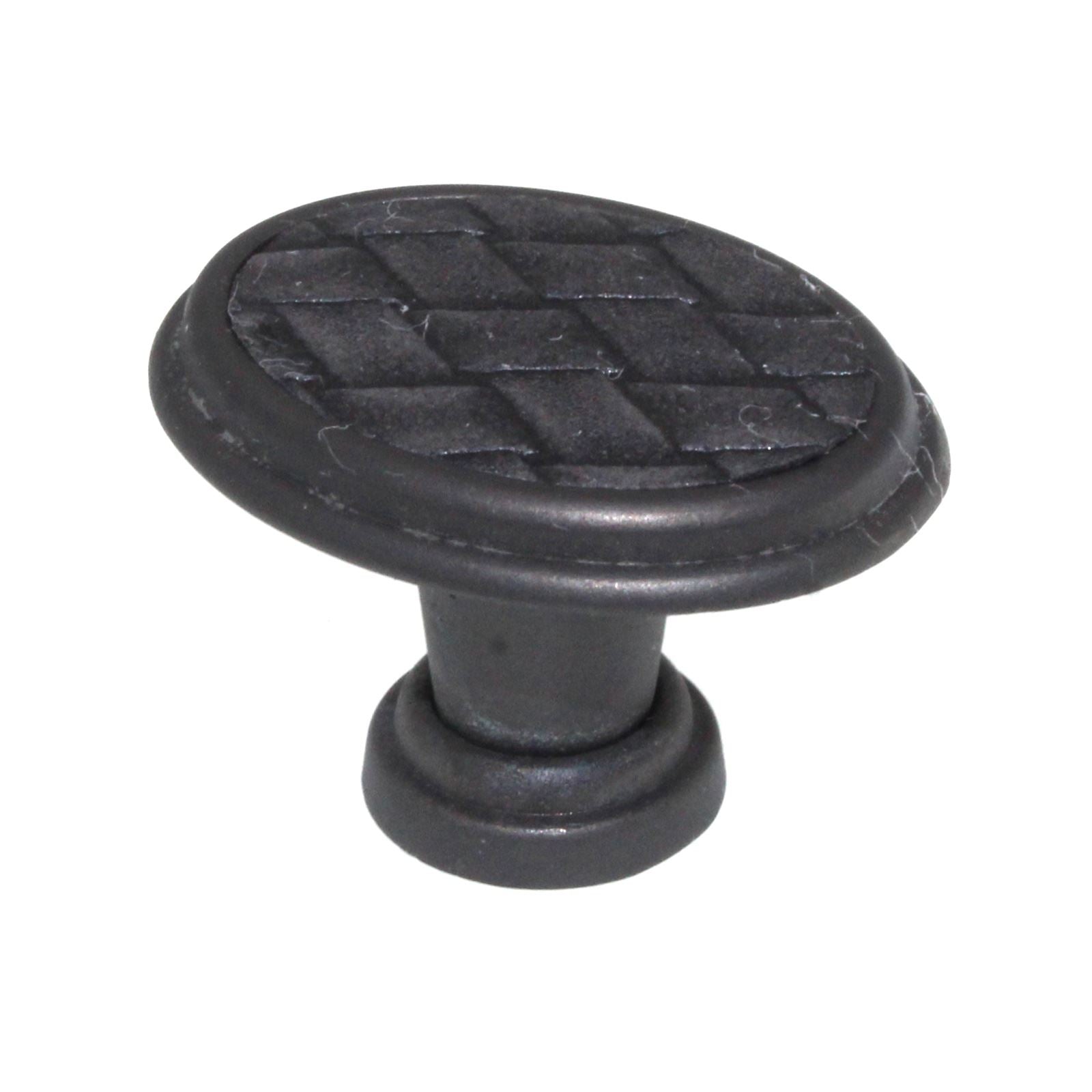 Laurey Churchill 1 5/8" Oval Knob Oil-Rubbed Bronze Buff Black Leather 12192