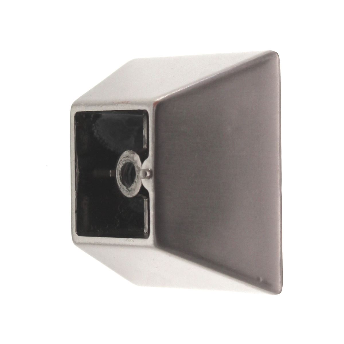 Laurey Churchill 1 5/8" Square Cabinet Knob Satin Nickel Black Leather 12296