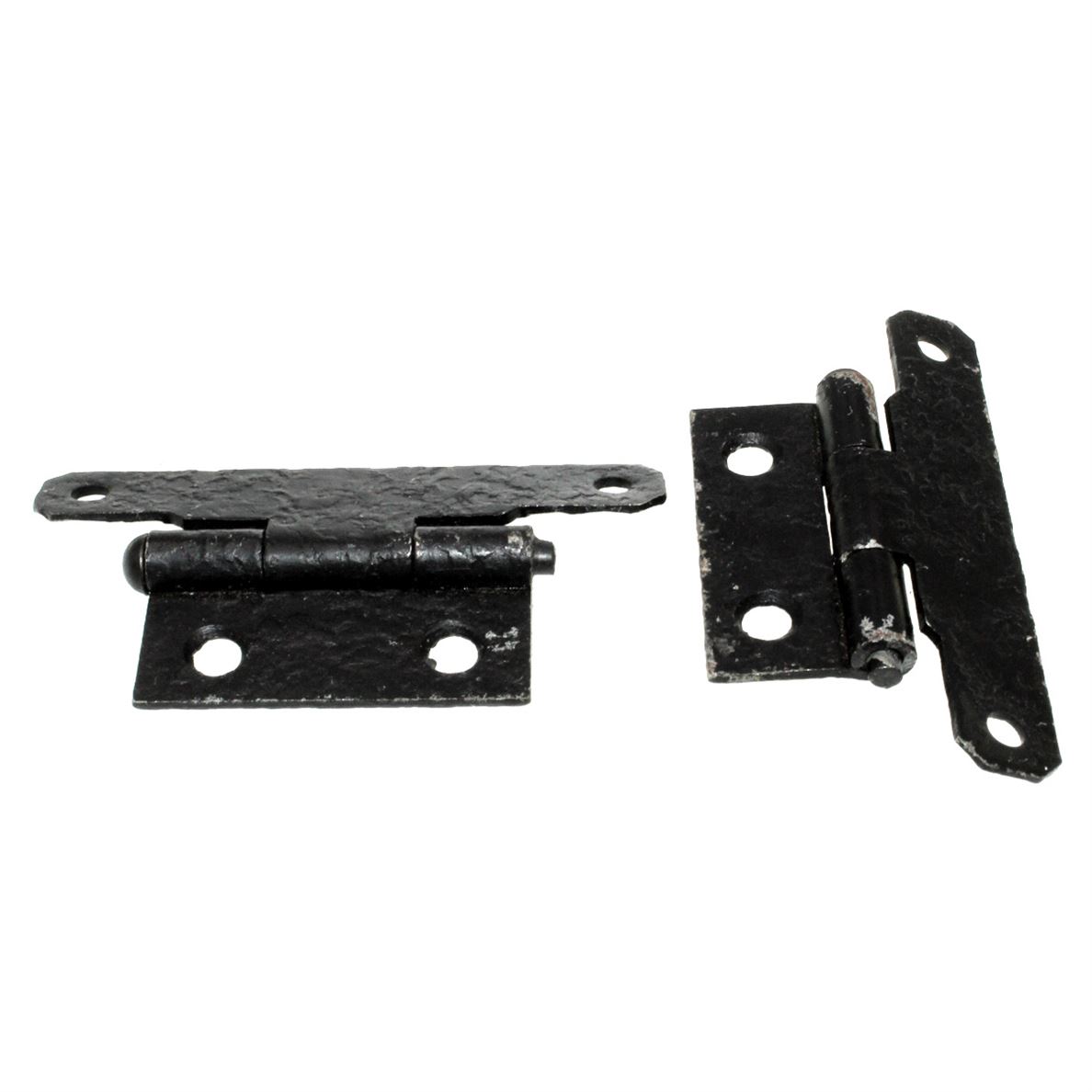 Pair McKinney Forged Iron Hammered Half-Surface Hinges Dead Black 12722-DB