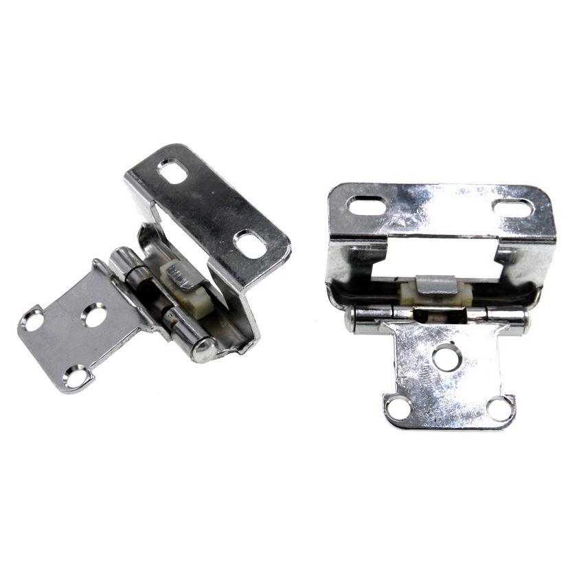 Pair Polished Chrome Partial Wrap Hinges 1/2" Overlay Self-Closing AP 1293-PCH