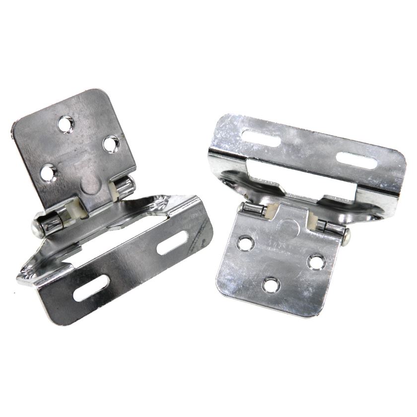 Pair Polished Chrome Partial Wrap Hinges 1/2" Overlay Self-Closing AP 1294-PCH