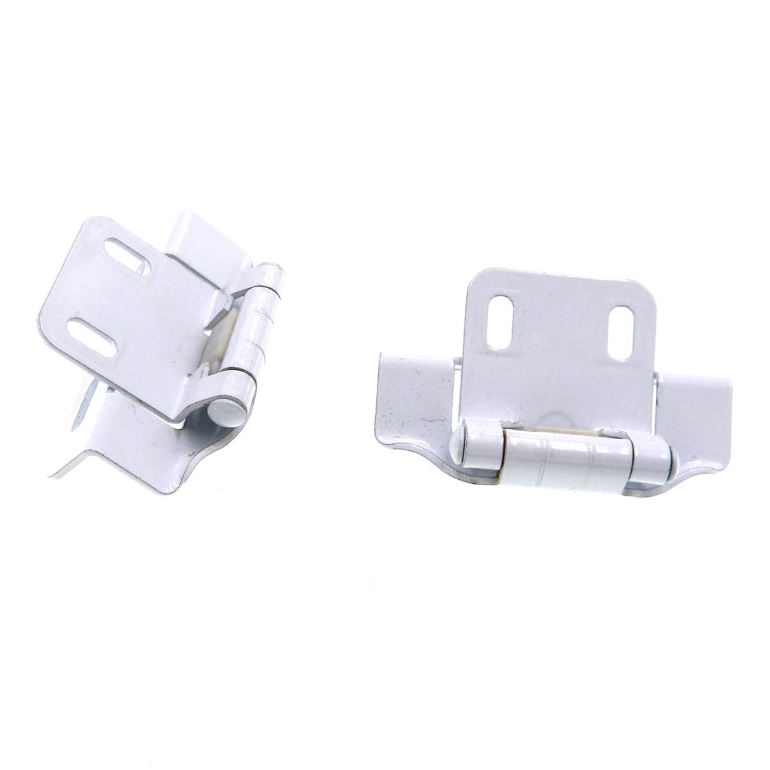 Pair White Partial Wrap Hinges 1/2" Overlay Self-Closing AP 1295-WHT