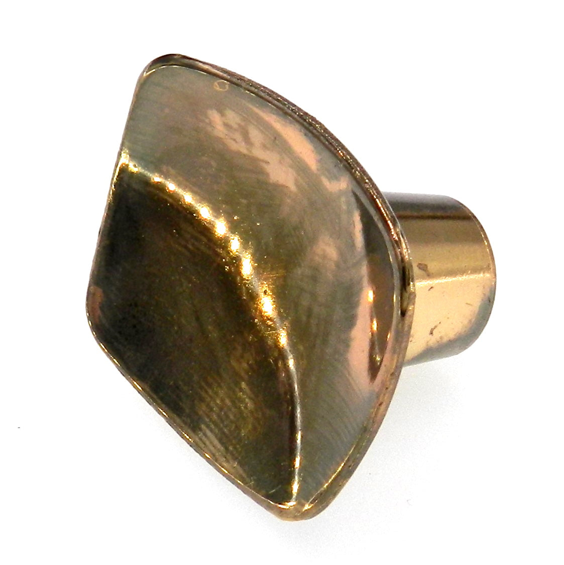 Vintage Washington Solitaire Polished Brass Soft Square Cabinet Knob 1324R-3