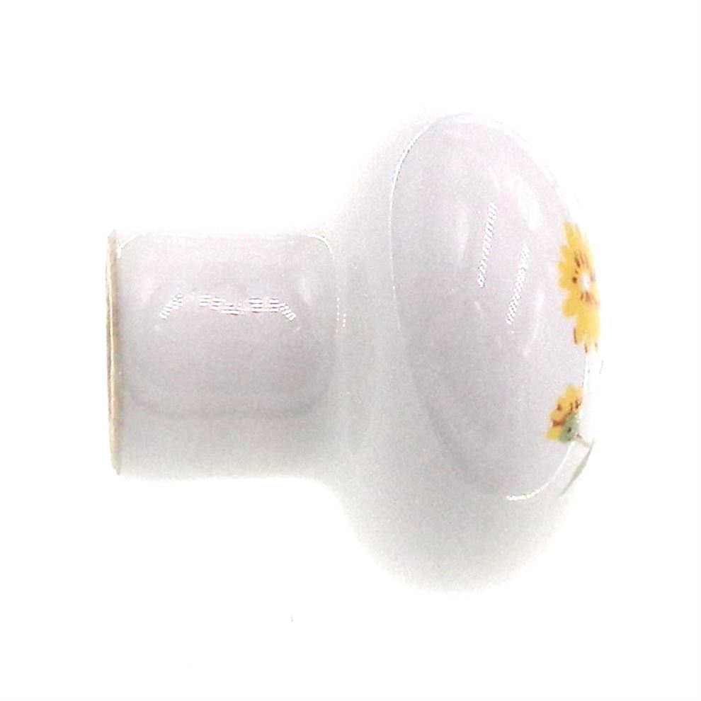 Amerock Allison White Floral Yellow Flower 1 5/16" Round Cabinet Knob 14208WHT