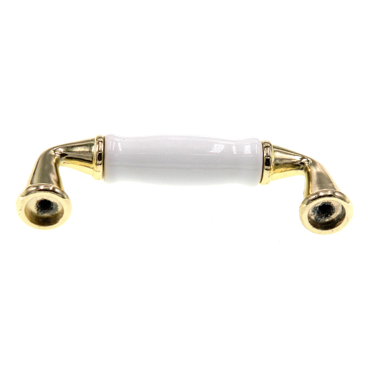 Amerock Polished Brass with White 3" Ctr. Cabinet Arch Pull Handle 14222WPB